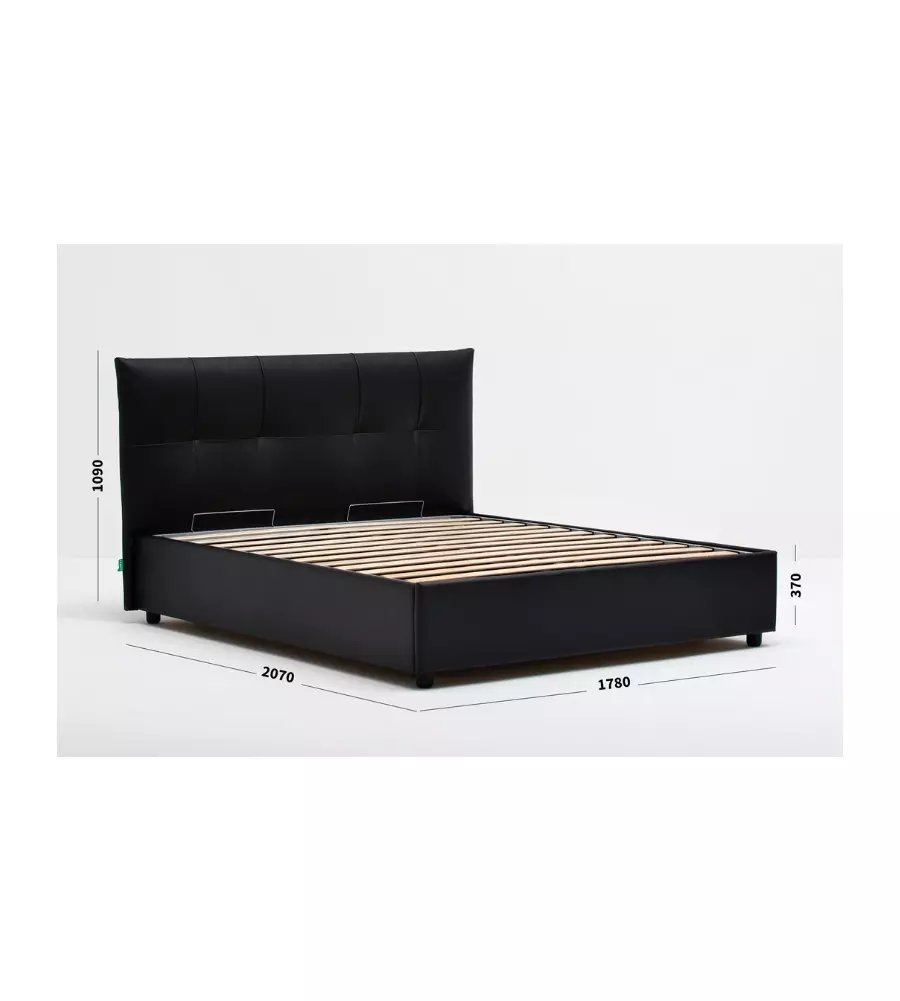 LETTO MATRIMONIALE CONTENITORE "EASY" NERO 160X190 CM
